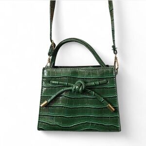 Green Crocodile-Embossed Handbag